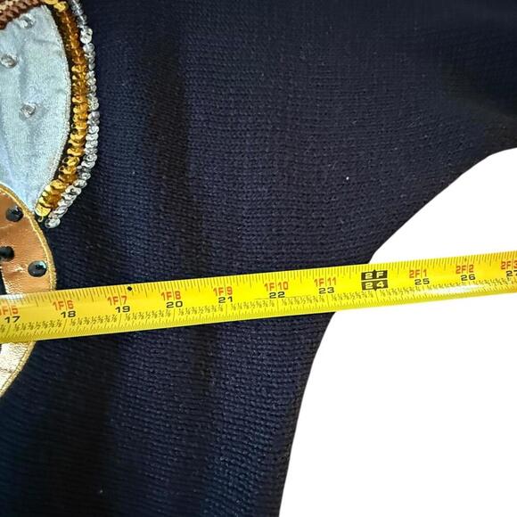 Vintage Bonnie Boerer PRÊT Art Deco Sweater Medium – Sequin Flapper Face Knit - Picture 5 of 7